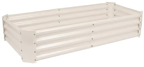 Harbour Housewares Raised Garden Bed - Ivory - 180 x 90cm - Rectangle - Bottomless Metal Raised Bed Galvanised Steel Planter Box for Growing Outdoor Plants, Vegetables, Flowers and Herbs
