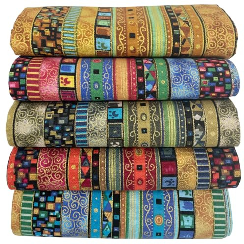 Jukway 5 Stück Baumwollstoff Meterware 80 x 71 cm Patchwork Stoffe zum Nähen Quilten DIY Dekoration Basteln Handwerken, Reine Baumwolle Stoff Bedruckte Mustern Stoffpakete (80 x 71 cm)