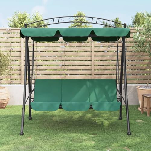 Somanki Hollywoodschaukel mit Dach Grün 198 cm Stoff und Stahl, Gartenschaukel, Garten Schaukel, Schaukelgestell, Schaukel Garten, Schaukelgerüst