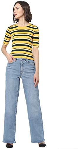 Only Jeans da Donna con Gamba Larga, Denim Blu Medio, 34W x 32L