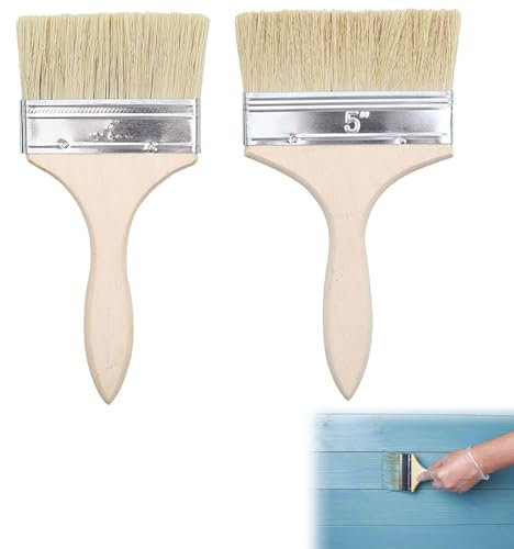 2 Pièces Pinceau en Soie Vitrifier et Vernir - Spalter Large pour Peinture Bois et Lasure, Taille 9,8 x 21 cm et 12 x 22,5 cm