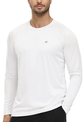 Tyhengta T-Shirt à manches longues pour homme - Protection UV - T-shirt d'été pour la plage - Protection solaire - Séchage rapide - Rash Guard, Blanc., XXL