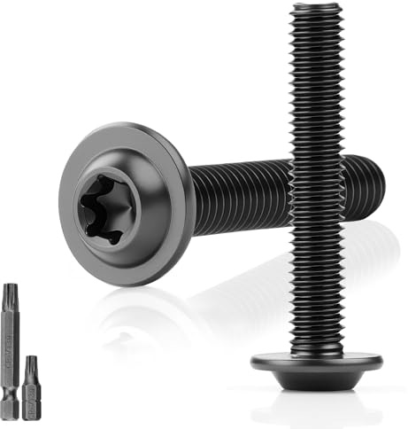 25 Stk Linsenkopfschrauben Schwarz M6x35MM Flachkopfschrauben mit Flansch Torx Schrauben 304 Edelstahl mit Scheibe A2 V2A Gewindeschrauben Vollgewinde Oxid mit 2pcs T30 Torx Schlüssel für Holz Gerüst