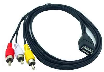ROYJJ Câble adaptateur composite vidéo USB A femelle vers 3RCA mâle