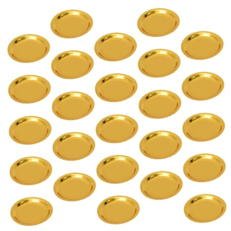Healeved Piatti di Carta Usa e Getta e Decorazione di Torta 25 Pezzi Oro Rotondi Piatti Compatti e Leggeri per Compleanno per Festa