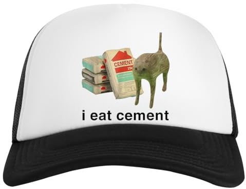 I Eat Cement Cursed Cat Funny Vit basebollkeps Unisex Snapback