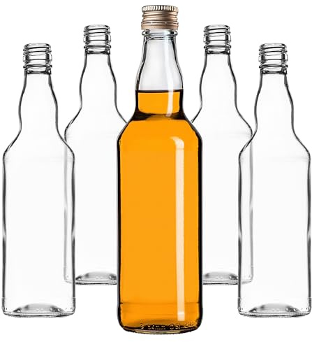 KADAX 50er Set Glasflaschen 500ml mit Schraubverschluss Gold – Leere Flaschen zum Befüllen für Saft, Likör, Öl, Essig & Sirup, Refillable Glass Bottles