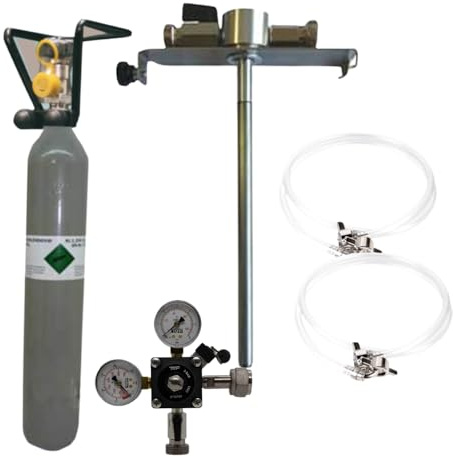 GASTROBEDARF WESTERBARKEY GDW Zubehörset für 5l Dosen Partyfass mit 5l Dosenadapter aus Edelstahl mit Bierabsperrhahn, 0,5kg Co2, Bierschlauch, Co² Schlauch, Druckminderer mit Füllstandsanzeige