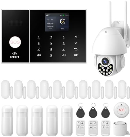 LWOHSI Alarmas Para Casa con Cámara De 3 MP,Sistema de Alarma Doméstica Inalámbrico con Alerta App,120dB Sirena,Detectores de Movimiento,Sensores de Puertas y Ventanas,Compatible con Alexa (25 Piezas)