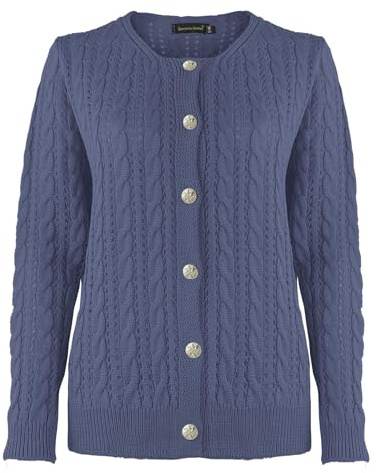 New Ladies Women Cable Knit Button Cardigan Knitted Long Sleeve Top Sweater Jumper