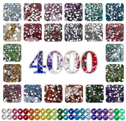 Tutamaz Lot de 40000 pierres de peinture diamant rondes à paillettes Accessoires Diamants décoratifs Hotfix Strass pour Diamond Painting Pierres précieuses rondes Décoration ongles Bricolage