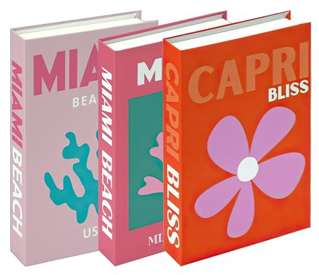 THELIRUINA Lot de 3 faux livres décoratifs sur le thème du voyage pour table basse salon