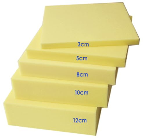 Lesone 1 x Imbottitura in Schiuma ad Alta Densità, Spugna in Poliuretano Rettangolare per Imbottiture di Cuscini e Schienale per Divani, Materassi Panche - Tagliabile (Spessore 10 cm-50x50cm)
