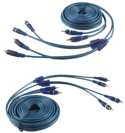Hoite 4-Kanal-Cinch-Auto-Audio-Verbindungskabel, 2-auf-4-Kanal-Y-Splitter-Adapter, Twisted-Pair-Kabel, OFC-Vollschirmung mit Rauschunterdrückung (5 m)