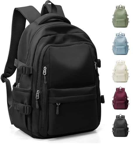 HYC00 Zaini Scuola Media Ragazza Zaino Scuola Superiore Ragazzo Zainetto Cartella Bambina Zaino Università Donna Impermeabile Porta PC Antifurto Casual Zainetto School Backpack Zaini Scolastici,Nero