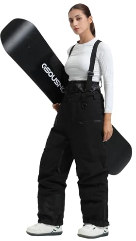GSOU SNOW Womens Baggy Snow Pants 15K Waterproof Ski Trousers with Braces