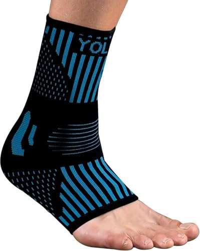 Uheltosly 2 Paire Chevillere Sangle de Sport,Support de cheville pour Homme et Femme,Maintien de compression Talon,Attelle Cheville Antidérapantes pour Gym(Bleu,M)