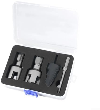 DAZZLEEX Kit de forets filetés avec taraud interne et matrice externe, fraisage triple cannelure pour perçage et alésage rapides, compatible avec 1/2 DN15 et 3/4
