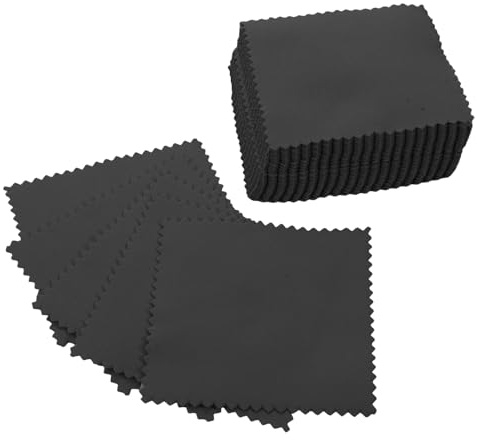 Chiffons à Polir L'argenté 8x8cm en Suédine, Lot de 50 Noirs