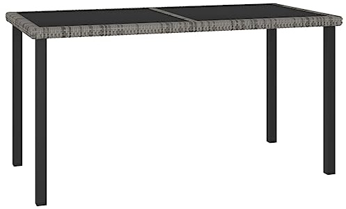 Mokuyary Garten-Esstisch Grau 140x70x73 cm Poly Rattan Gartentisch Balkontisch Esstisch, Outdoor Tisch Partytisch für Garten Terrasse Balkon