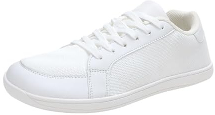 Sneaker löpning dam, barefoot skor dam lätta sneakers breda fötter sneakers utomhus fritidssko halkfri sko gummisula sneakers snörning skor, vit, 37 EU