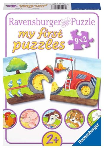 Ravensburger Puzzle Auf dem Bauernhof - 9x2 Teile Puzzle ab 2 Jahre | my first puzzle mit 9x2 Teile, Kinderpuzzle ab 2 Jahre, Ravensburger Qualität