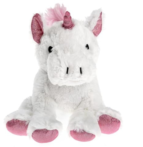 Pelucho - Bouillotte Peluche Licorne blanche - Bien-Être, Chaleur et Douceur - Micro-Ondable - Grains de Blé et Fleurs de Lavande - Fabriquée en France