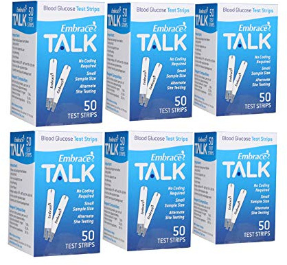 Embrace Talk Test Strips Bundle 300 Ct | Compatible with Embrace Talk Meters and No Code Meters