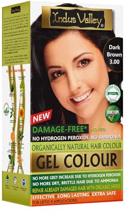 Indus Valley Natural Organic Damage Free Gel Hair Color | Organic Hair Dye, Ammonia Free, Vegan & Cruelty Free | Up to 100% Gray Coverage, Long Lasting Results |Dark Brown 3.0 (20gram+200ml)