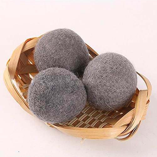 Wool Dryer Balls 6 Pack, Natural Fabric Softener 100% Organic Premium New Zealand Wool, Chemical Free and Reduces Wrinkles, 1000+ Loads, Baby Safe, Saving Energy & Time, 2.36 Inch, 6 Count (Black)