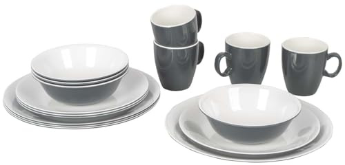 Bo-Camp - Geschirr - 100% Melamin - 16-teilig - Grau