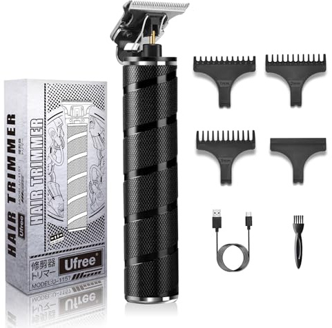 Ufree Mens Beard Trimmer, Zero Gapped T Blade Liners, Cordless Hair Clippers, Electric Razor Shavers for Men, Grooming Kit for Hair Cutting, Gifts for Men(Black)