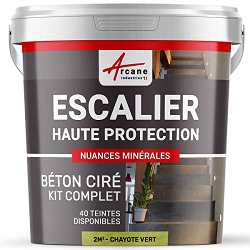 Geschliffener Beton für Treppen - Komplettset - NUANCES MINERALES Chayote Grün - 2 m² (in 2 schichten)