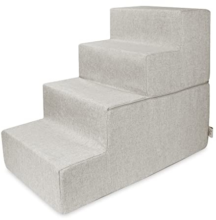 Best Pet Supplies Vikbar husdjurstrappa med CertiPUR-US-certifierad skumsand, 4 steg (H: 55,9 cm)