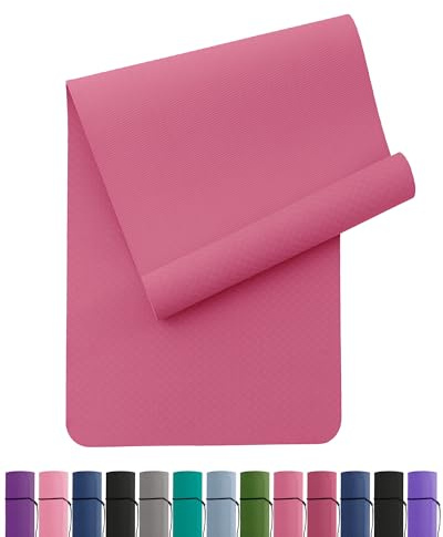Oak & Tea Tapete de Yoga Grueso y Antideslizante Para, Esterillas de Ejercicio Para Gimnasio En Casa Con Correa de Transporte, Tpe EcolóGico Para Yoga, MeditacióN, Pilates, 183 * 61 * 0,6 Cm