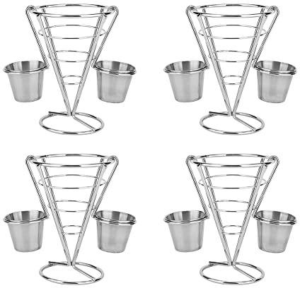 Soporte de Papas Fritas, Forma Cónica Soporte Patatas Fritas 4 Piezas Titular de Papas Fritas para Familias Restaurantes Cafeterías Bares Bodas Fiestas