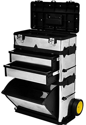 Susany Rolling Tool Box on Wheels Work Center Rolling Chest Trolley Cart Cabinet 3 in 1 Tool Box