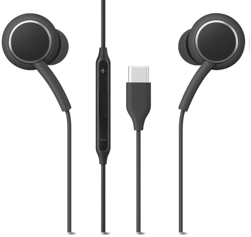For Galaxy S26 Earphones, Samsung Galaxy S26 Plus / S26 Ultra / S25 FE (Edge) (Plus) (Ultra) / S24 / S23 / S22 / S21 / Plus/Ultra/FE / + - In-Ear Headphones with USB Type C interface (BLACK)