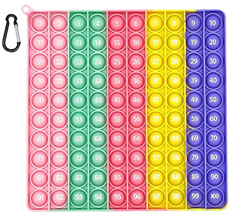 BOOWEN Pop It 10x10 Silicone Push Bubble Fidget Toy 20CM Giocattolo Sensoriale da Spremere Poppit Matematica Educativo Gioco Adatto per la Scuola Adulti e Bambini