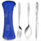 3 Piezas Cubiertos Para Llevar, Witbicg Cubiertos Camping Estuche Cubiertos Para Llevar Al Trabajo Cuchara Tenedor Cuchillo Adecuado Para Camping, Picnic, Trabajo, Senderismo (azul)