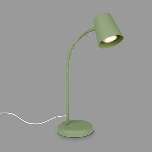 Briloner - Lampada da comodino, lampada da scrivania orientabile, lampada da tavolo GU10 per ufficio con interruttore a cavo, lampada da lettura, 9W, 130x385mm (DxA), metallo, verde lime