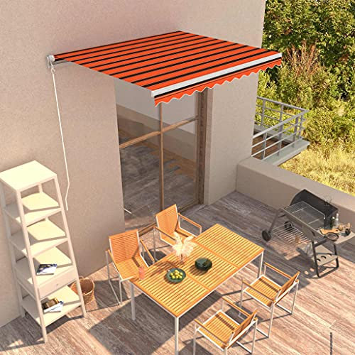 Gelenkarmmarkise,Sonnenschutzeinziehbare Markise Handbetrieben 300 X 250 cm Orange Und Braunideal FüR Den Einsatz Im Freien, FüR TüRöFfnungen, Terrassen, Balkone Und Fenster