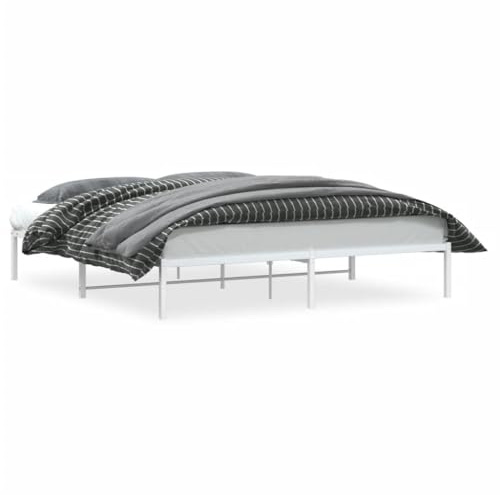 vidaXL Bettgestell, Bettrahmen mit Lattenrost, Bett Gästebett mit Stauraum, Metallbett Doppelbett Schlafzimmerbett, Weiß 180x200cm Metall