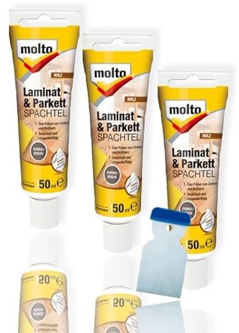 3x Molto Laminat- & Parkettspachtel 50 ml Set Holzreparatur (Dunkelbraun)
