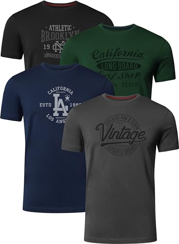 FULL TIME SPORTS 4 T-Shirt Uomo Stampate, Manica Corta, 100% Cotone, PRINT-001-PACK-5-L