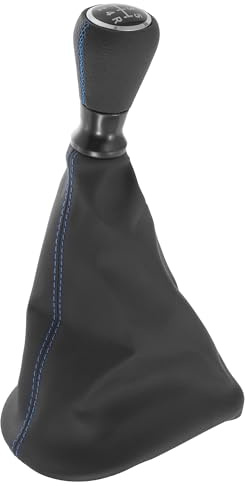 TUCKBOLD Schaltknauf Mit Abdeckung Für Peugeot 206 05-08 1 Stück | Farbe: Schwarz Mit Blauen Nähten, Material: Kunstleder, Für Peugeot 207 08-13, 5 Gänge, Ergonomisches Design