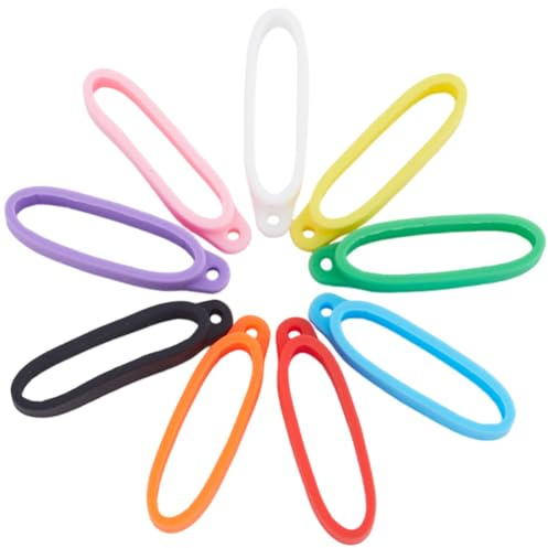 GORGECRAFT 18Pcs 9 Colors Anti-lost Silicone Rubber Ring 36mm Diameter Multipurpose Necklace Lanyard Rings Band Holder Cases Replacement Pendant Carrying Kit for Pens Key-Ring Office Sports