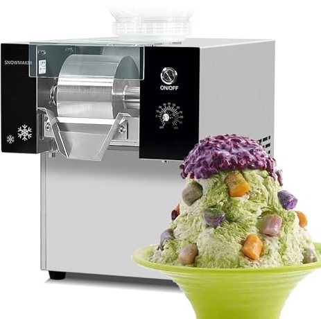 Kolice Automatic Electric Ice Crush Machine, 80kg/day Snow Cone Shaver, Snowflake Ice Machine, Air Cooling for Home, Food Truck, Restaurant, Milktea Shops,etc