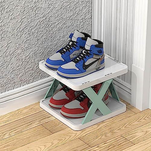 Simple Plastics Vertikales Schuhregal, stapelbar, freistehend, platzsparend, Aufbewahrungsschrank für Eingangsbereich, Eckschrank, Flur (25,9 cm B x 23,9 cm T x 17,3 cm H, Blau 2)