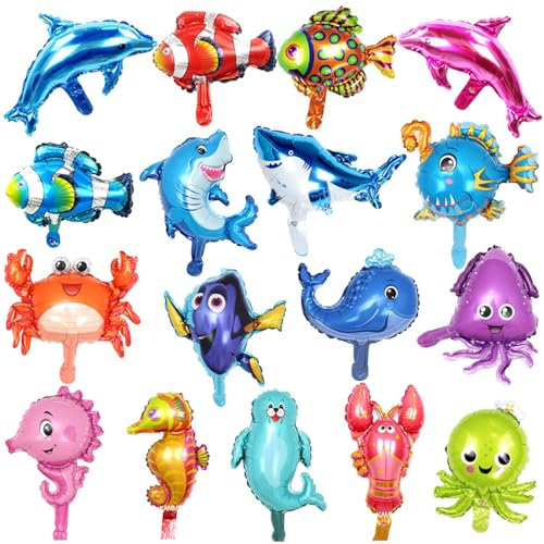 21 Pezzi Di Palloncini Con Animali Marini, Palloncini Con Pellicola Di Alluminio Dei Cartoni Animati, Palloncini Con Atmosfera, Adatti Per Decorazioni Per Feste Di Compleanno Per Bambini